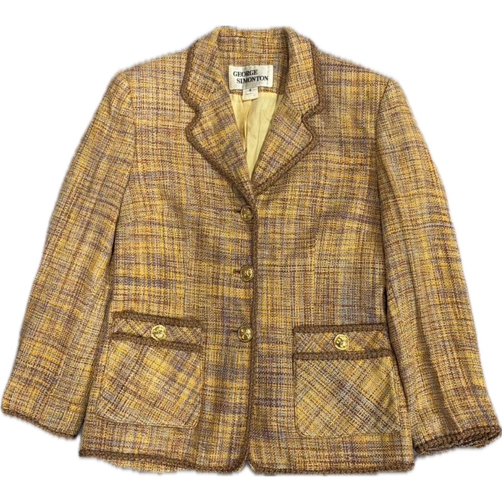 Vintage George Siminton Silk Blazer Jacket Plaid Tweed